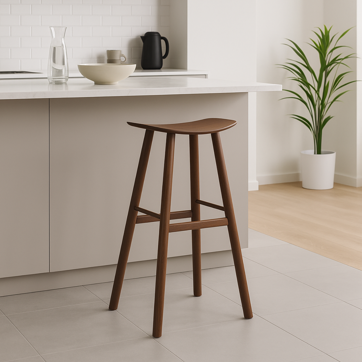 K XTON KYOTO Brown Scandinavian Wooden indoor bar stool